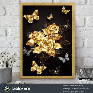 تابلو دکوراتیو گل طلایی