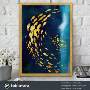 تابلو مدرن دکوراتیو ماهی های طلایی در گردش