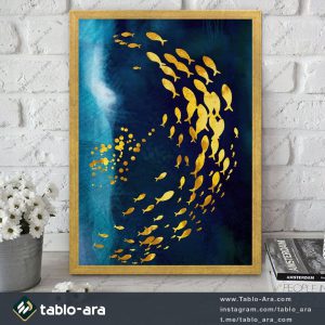 تابلو مدرن ماهی های طلایی در گردش