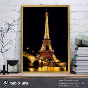 تابلو مدرن دکوراتیو شب در پاریس طلایی
