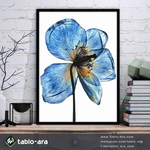 تابلو مدرن گل و برگ آبی